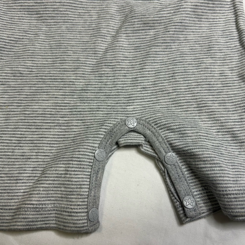 Earth Nymph Ron Jon Surf Shop Orange Beach AL Gray and White Striped Baby Romper - Picture 3 of 6
